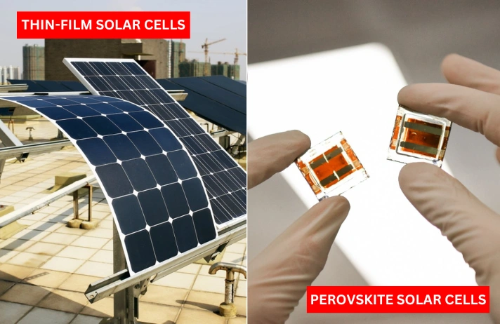 Thin-film solar cells up close, demonstrating its efficient solar energy harvesting & lightweight design